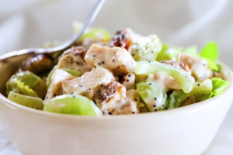 A bowl of California Chicken Salad with Grapes.