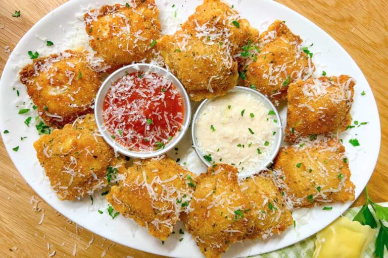 A plate of Olive Garden Toasted Ravioli Copycat.