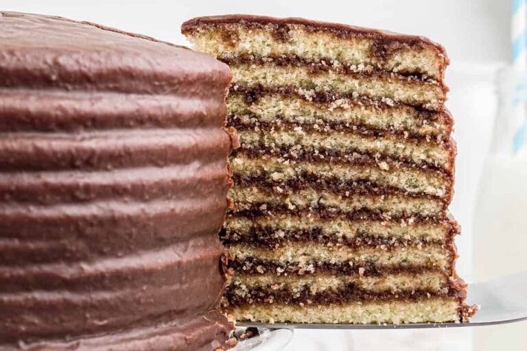 A plate of Chocolate Little Layer Cake.