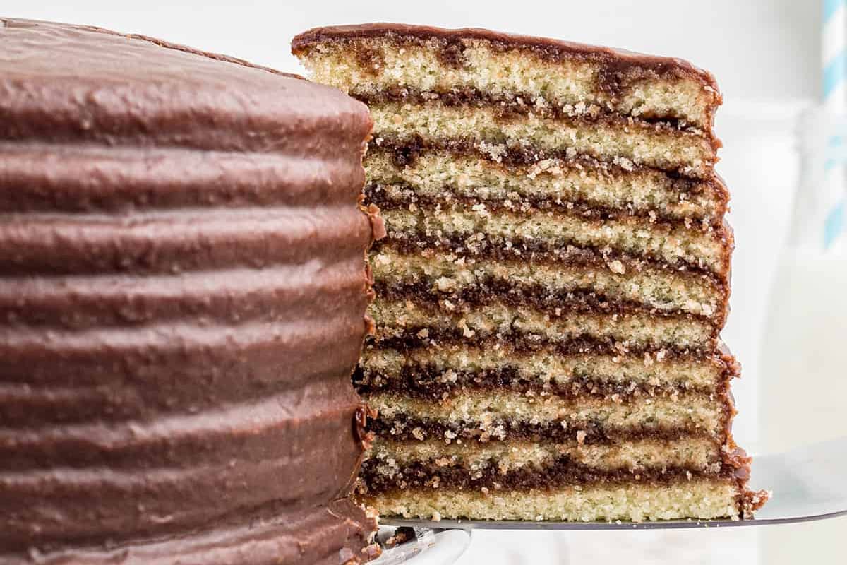 A plate of Chocolate Little Layer Cake.
