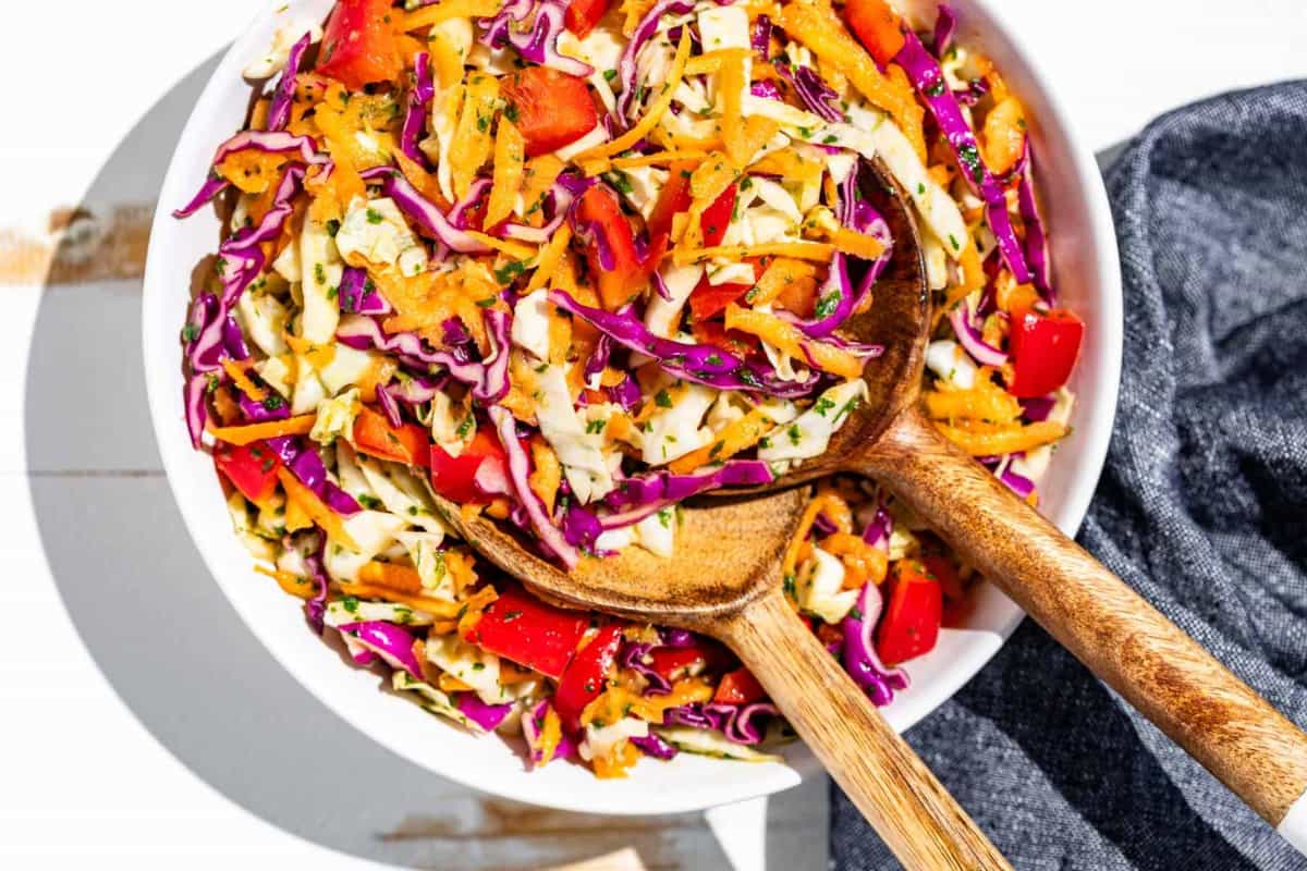 A bowl of Cilantro Lime Slaw.