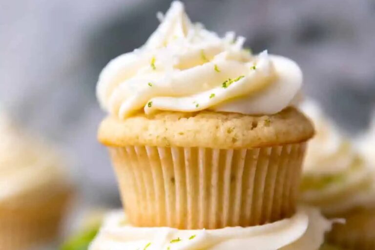 A plate of Coconut Lime Cupcakes.