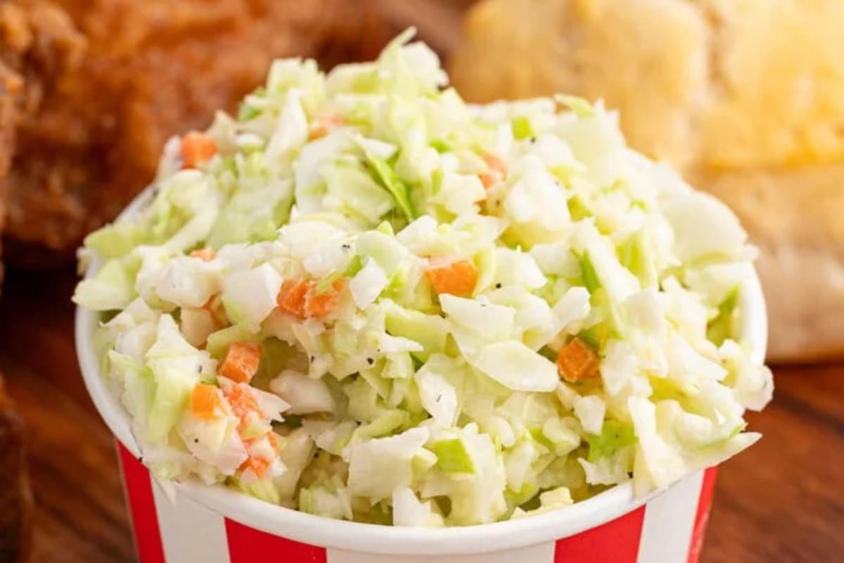 A dish of Copycat KFC Coleslaw.