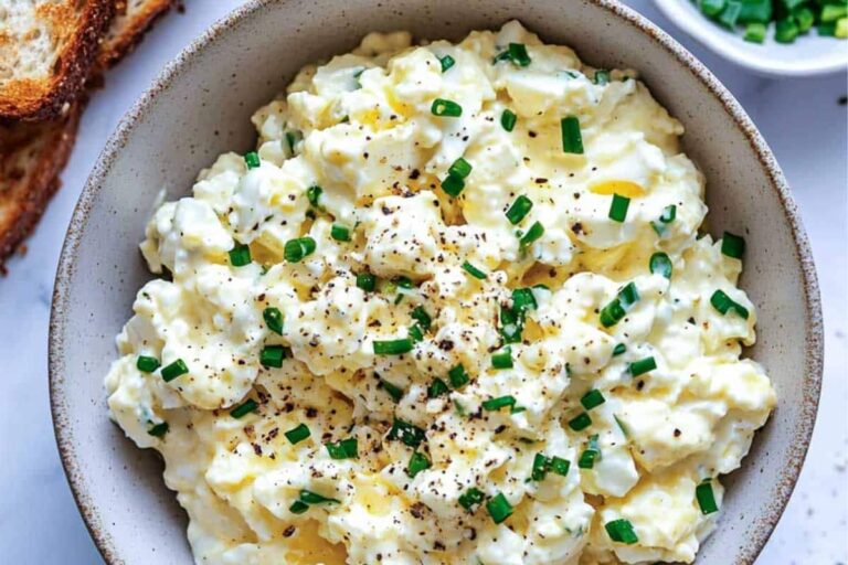 A bowl of No-Mayo Cottage Cheese Egg Salad.