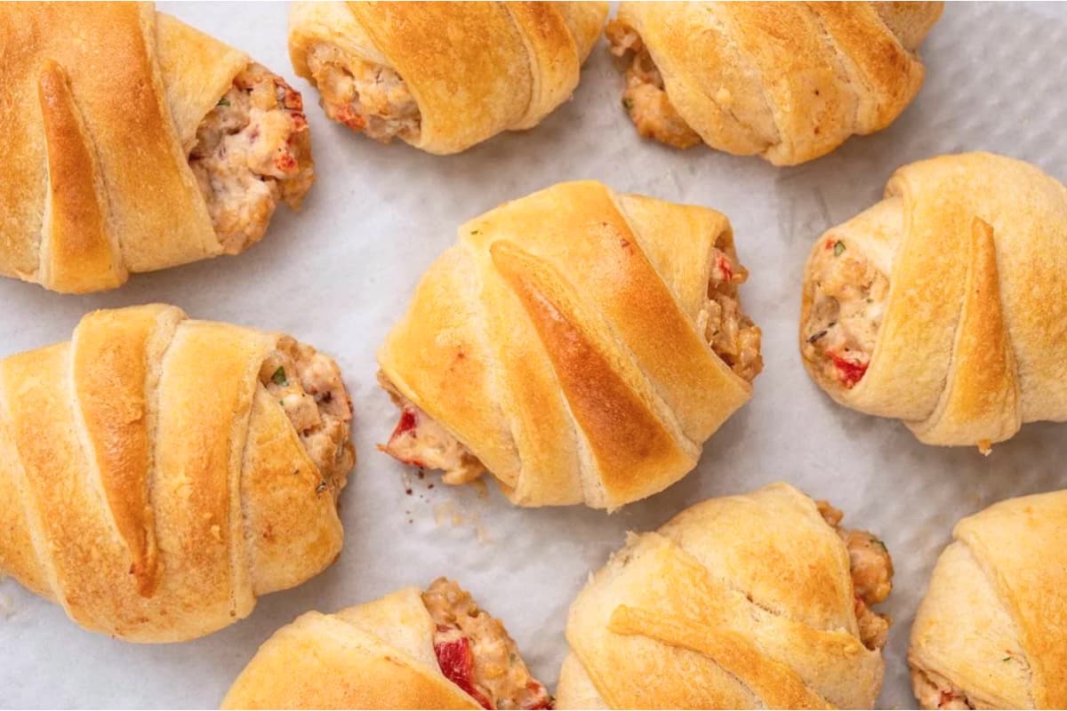 A plate of Sausage Cream Cheese Crescent Rolls.