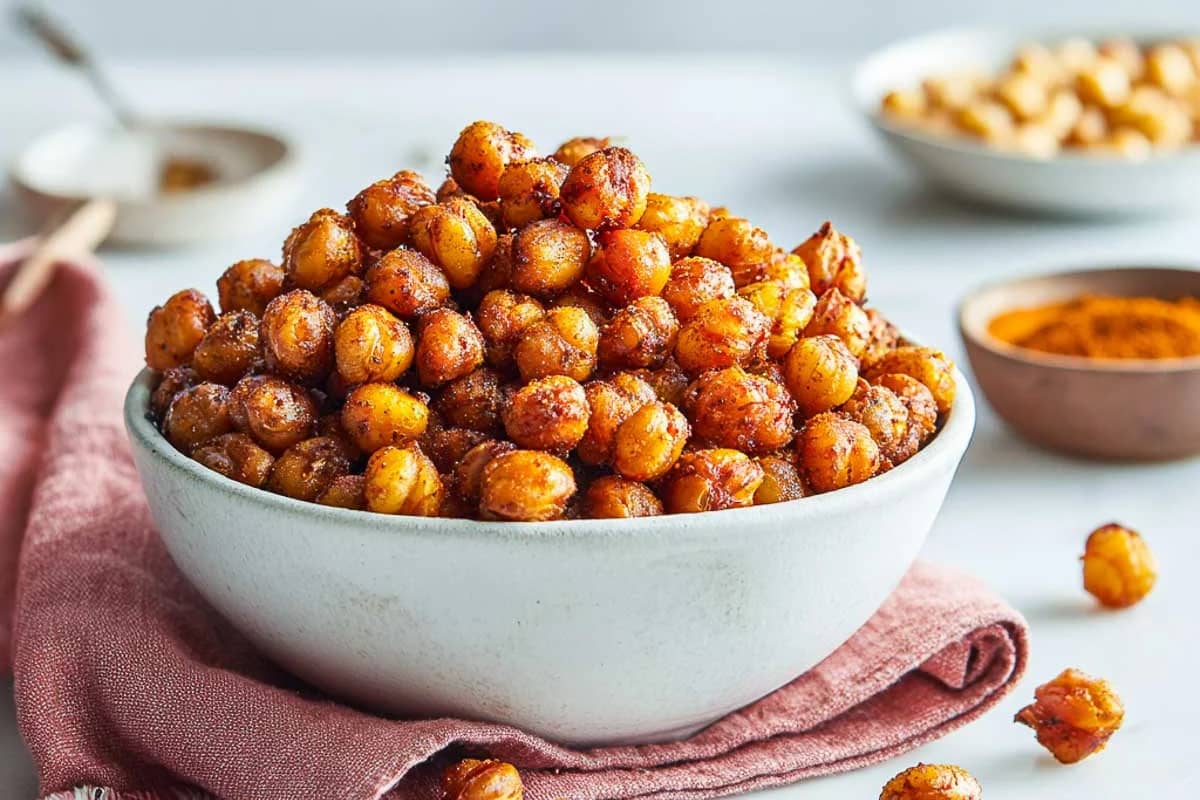 A bowl of Roasted Masala Chickpeas.