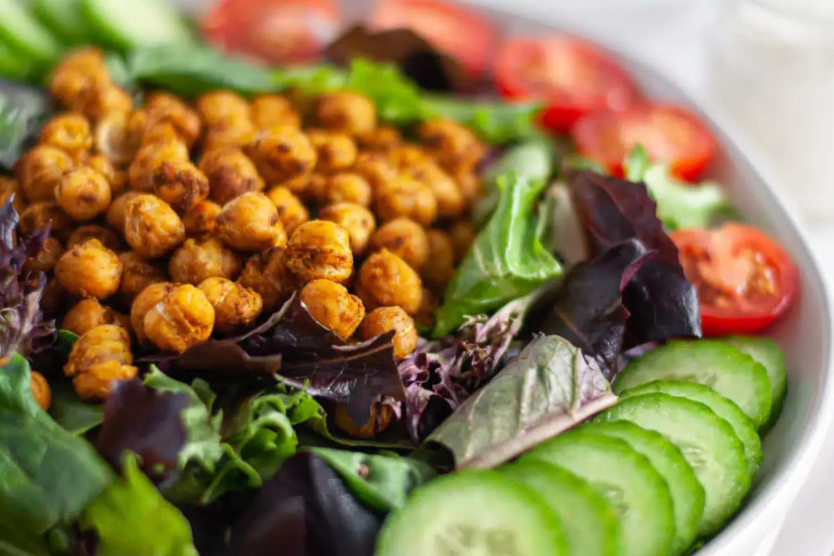 A plate of Curried Chickpeas Salad.