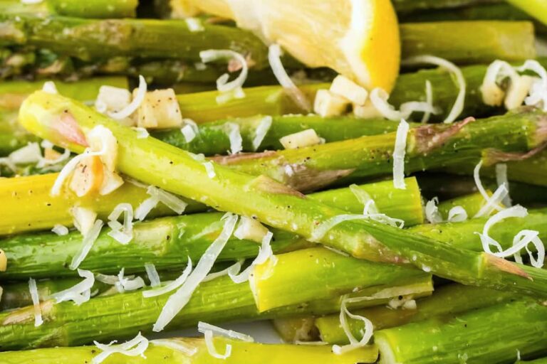 A pan of Oven Roasted Asparagus.