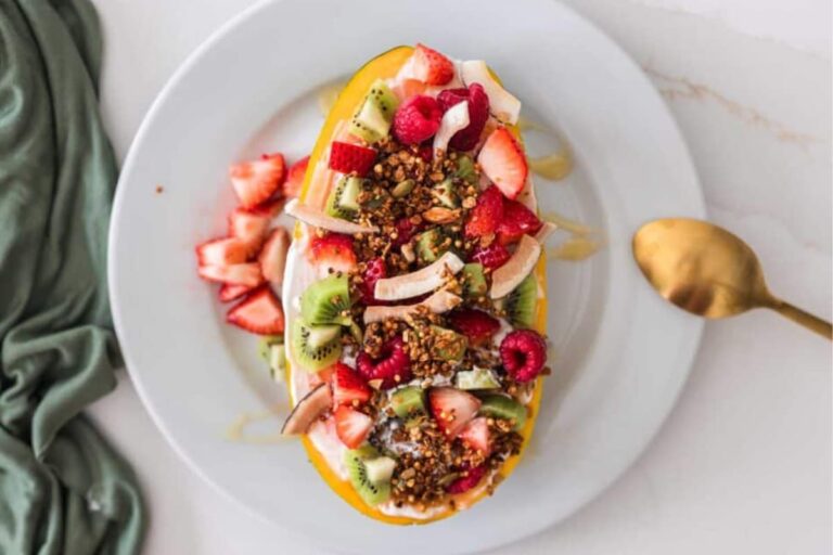 A plate of Papaya Breakfast Bowl.