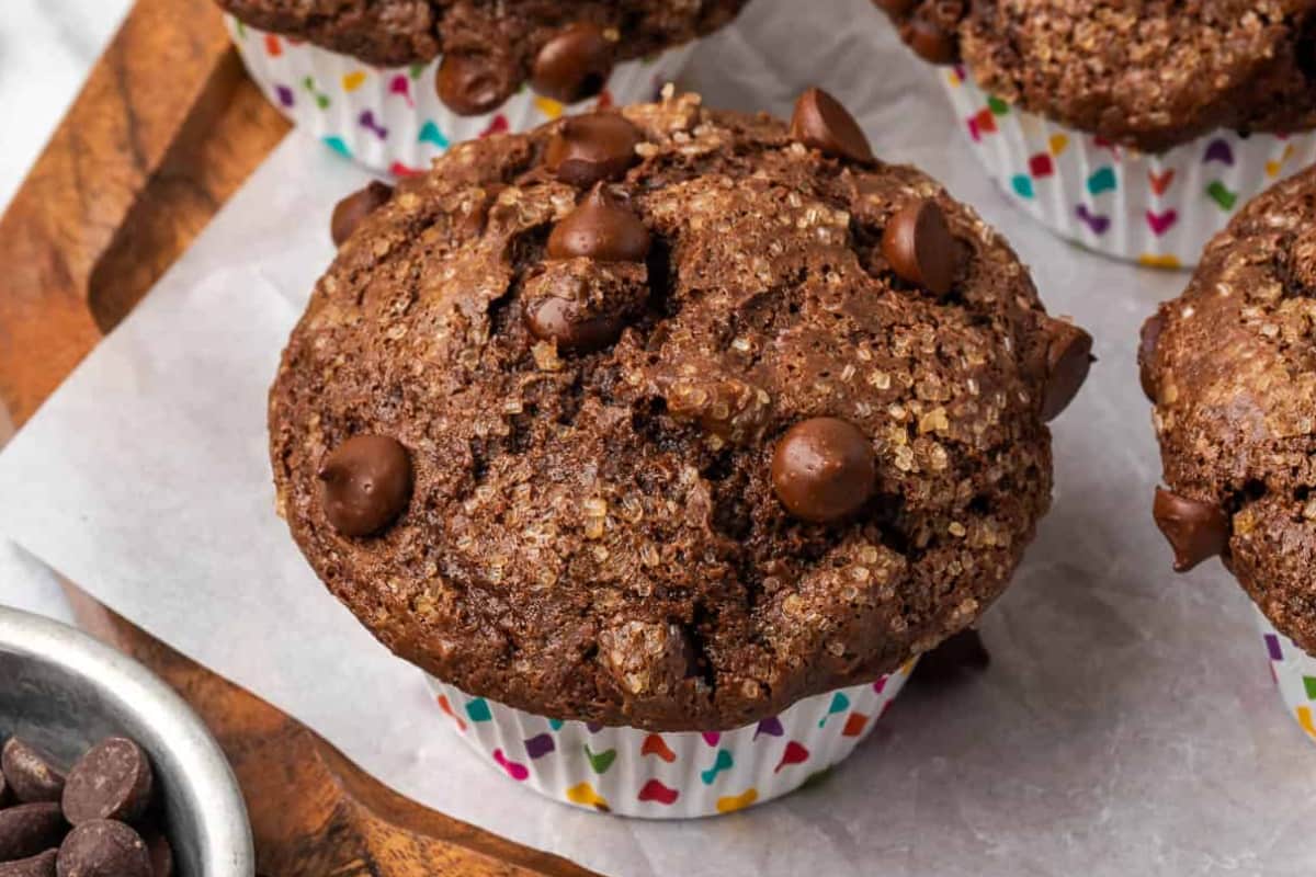 A plate of Gluten Free Chocolate Muffins.