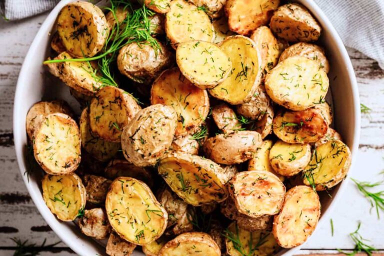A bowl of Dill Roasted Potatoes.