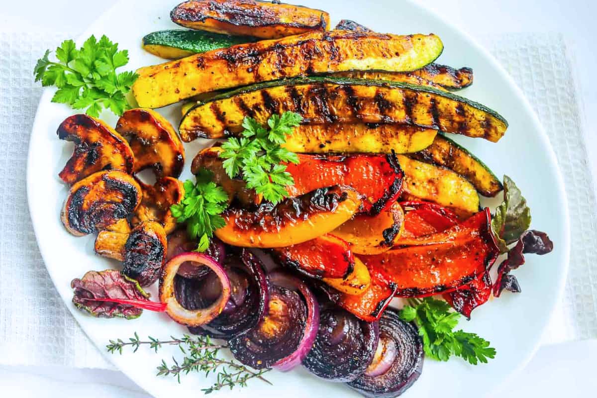 A plate of Balsamic Grilled Vegetables.