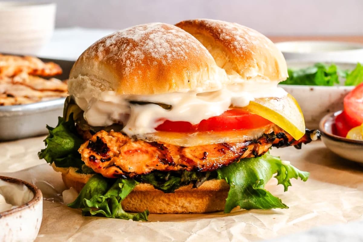 A plate of Grilled Chicken Sandwiches.