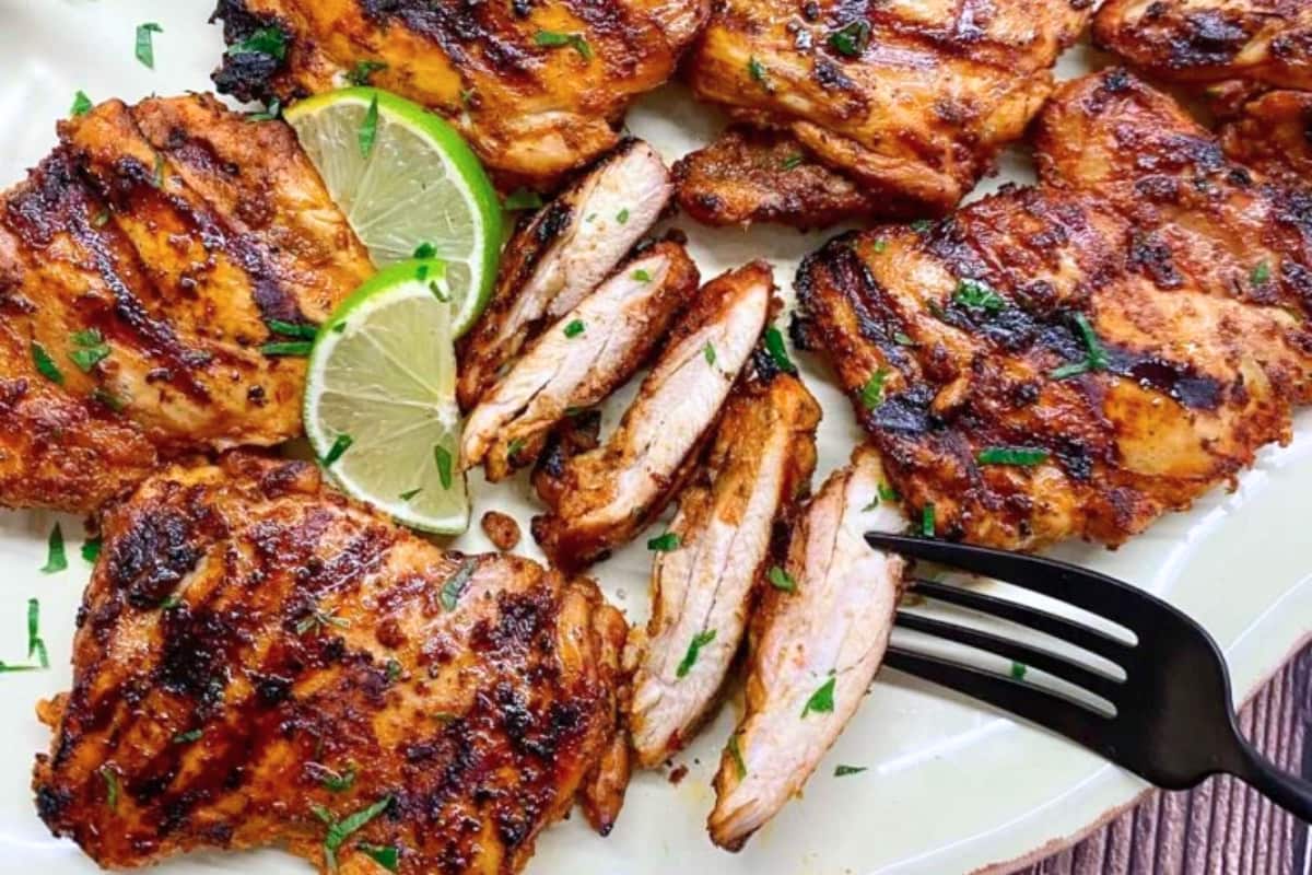 A plate of Pollo Asado (Chipotle Copycat Recipe).