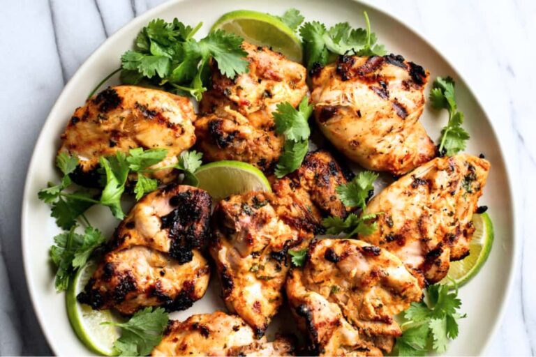 A plate of Cilantro Lime Grilled Chicken Thighs.