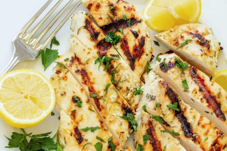 A plate of Grilled Yogurt Marinated Chicken.