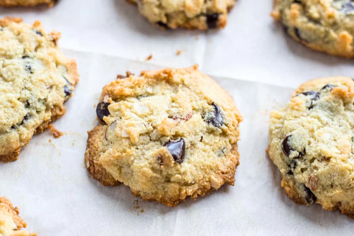 A tray of Almond Joy Cookies.