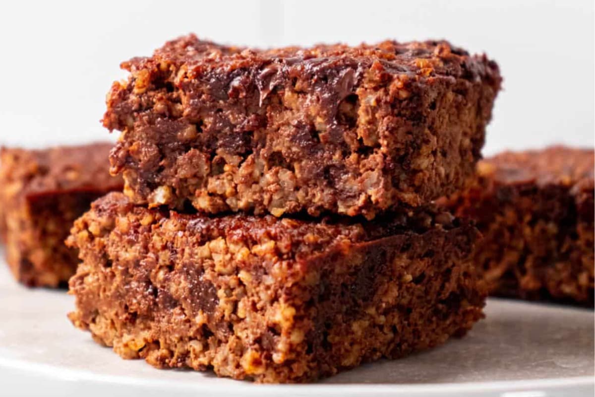 A plate of Fudgy Chocolate Quinoa Brownies.