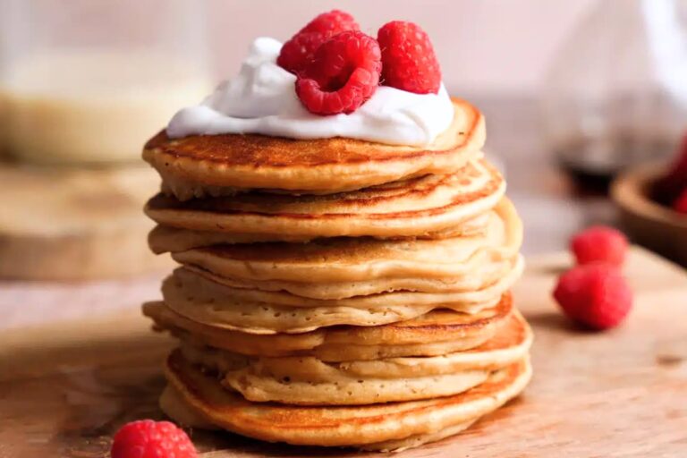 A plate of Vegan Protein Pancakes.