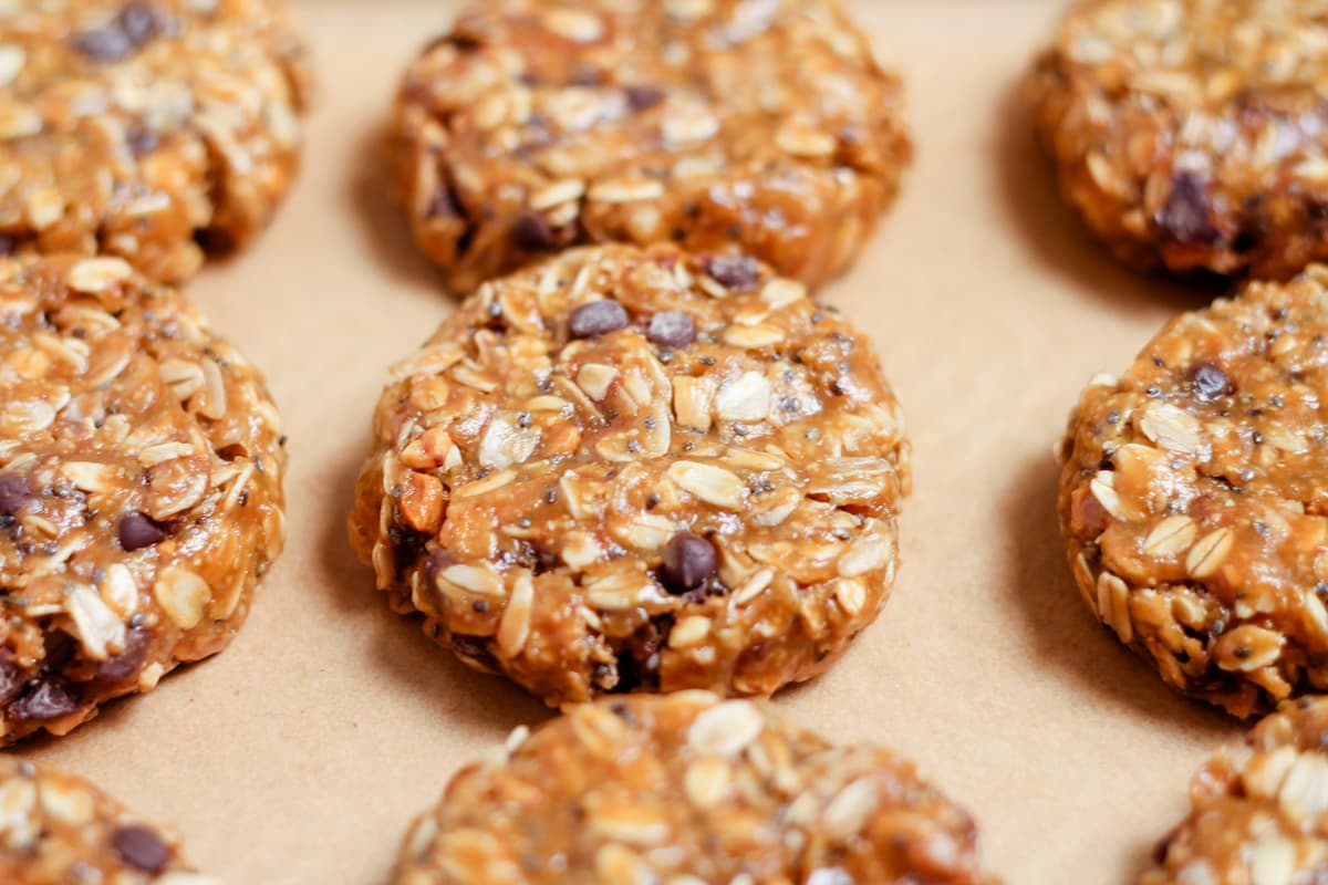 A tray of healthy no-bake cookies.