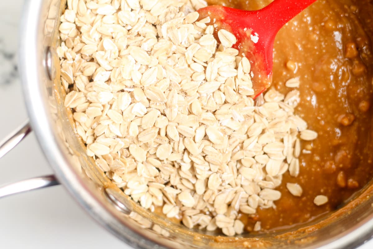 Ingredients being stirred in a pot.