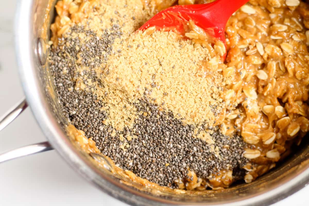 Ingredients being stirred in a pot.