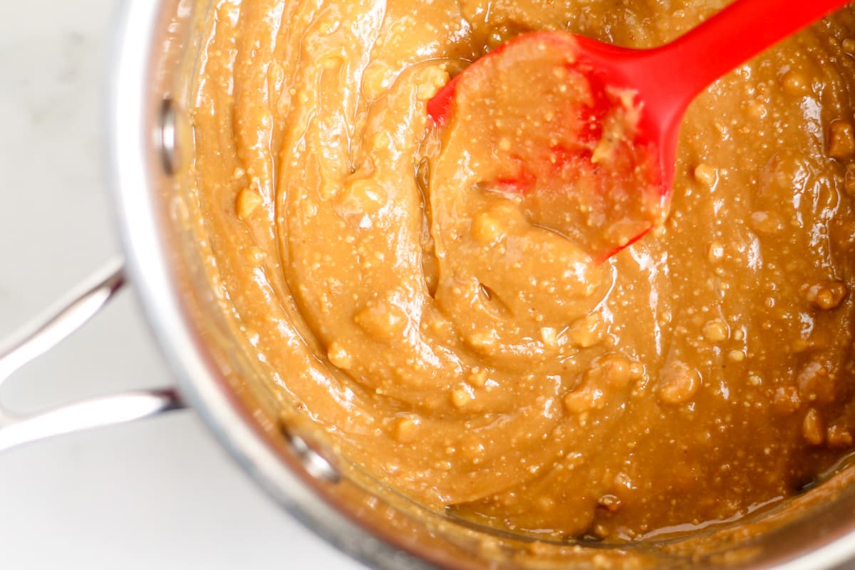 Ingredients being stirred in a pot.