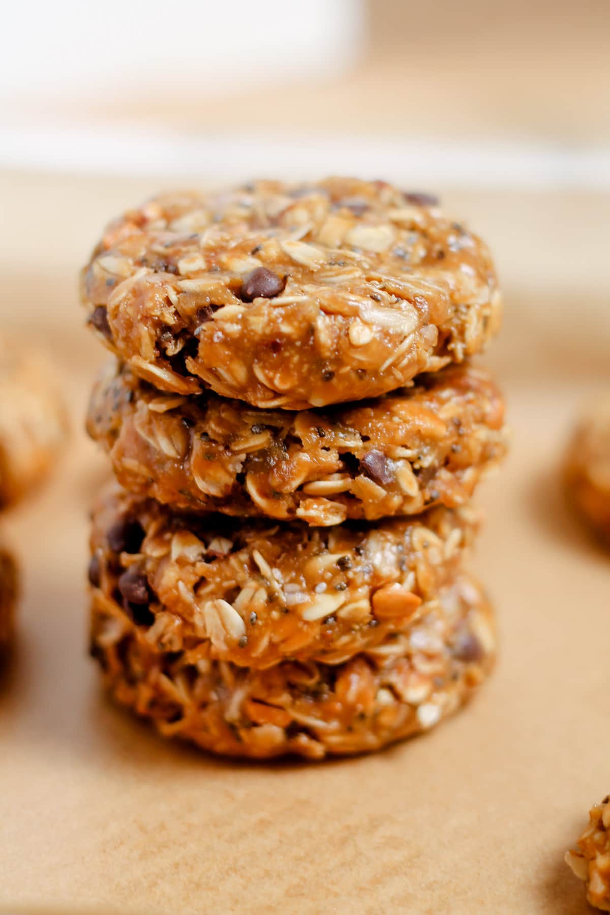 A stack of healthy no-bake cookies.