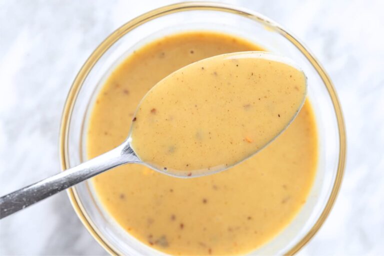 A spoonful of Hot Honey Mustard Dressing.