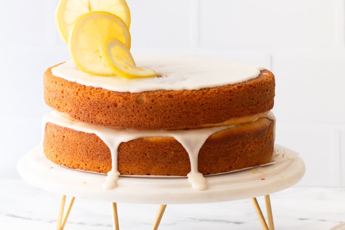 A tray of Iced Lemon Layer Cake.