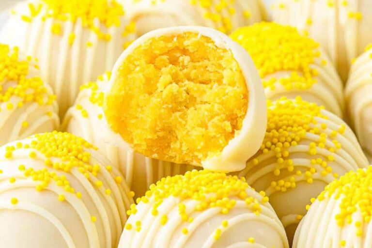 A plate of Lemon Cake Balls.