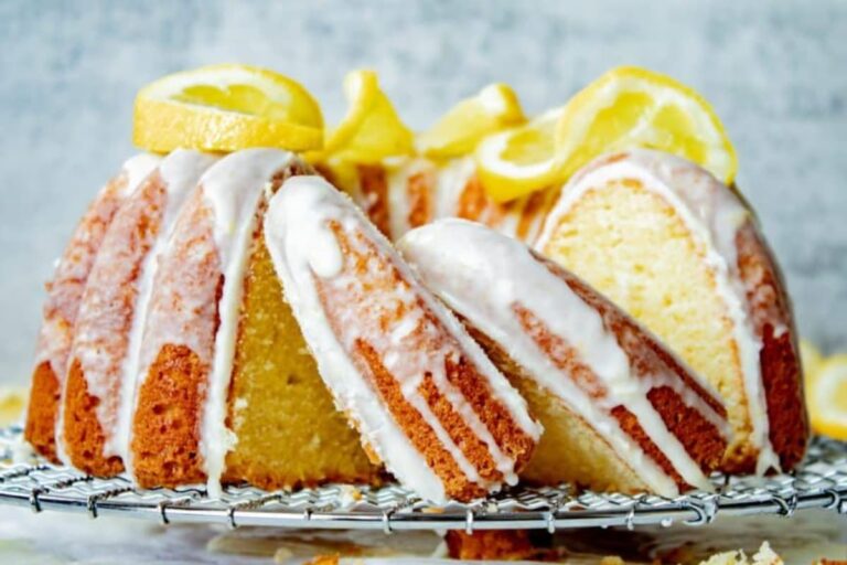 A plate of Lemon Sour Cream Pound Cake.