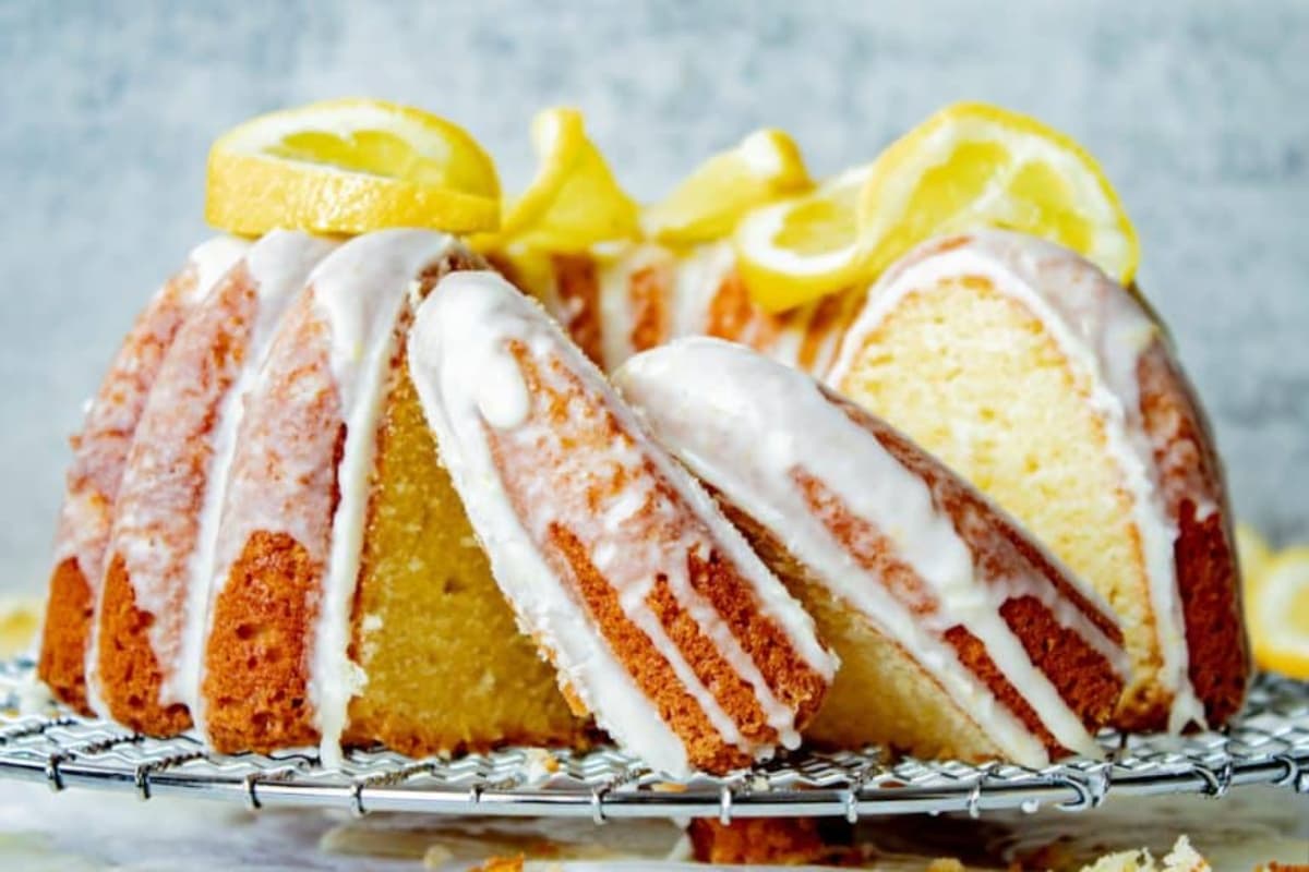 A plate of Lemon Sour Cream Pound Cake.