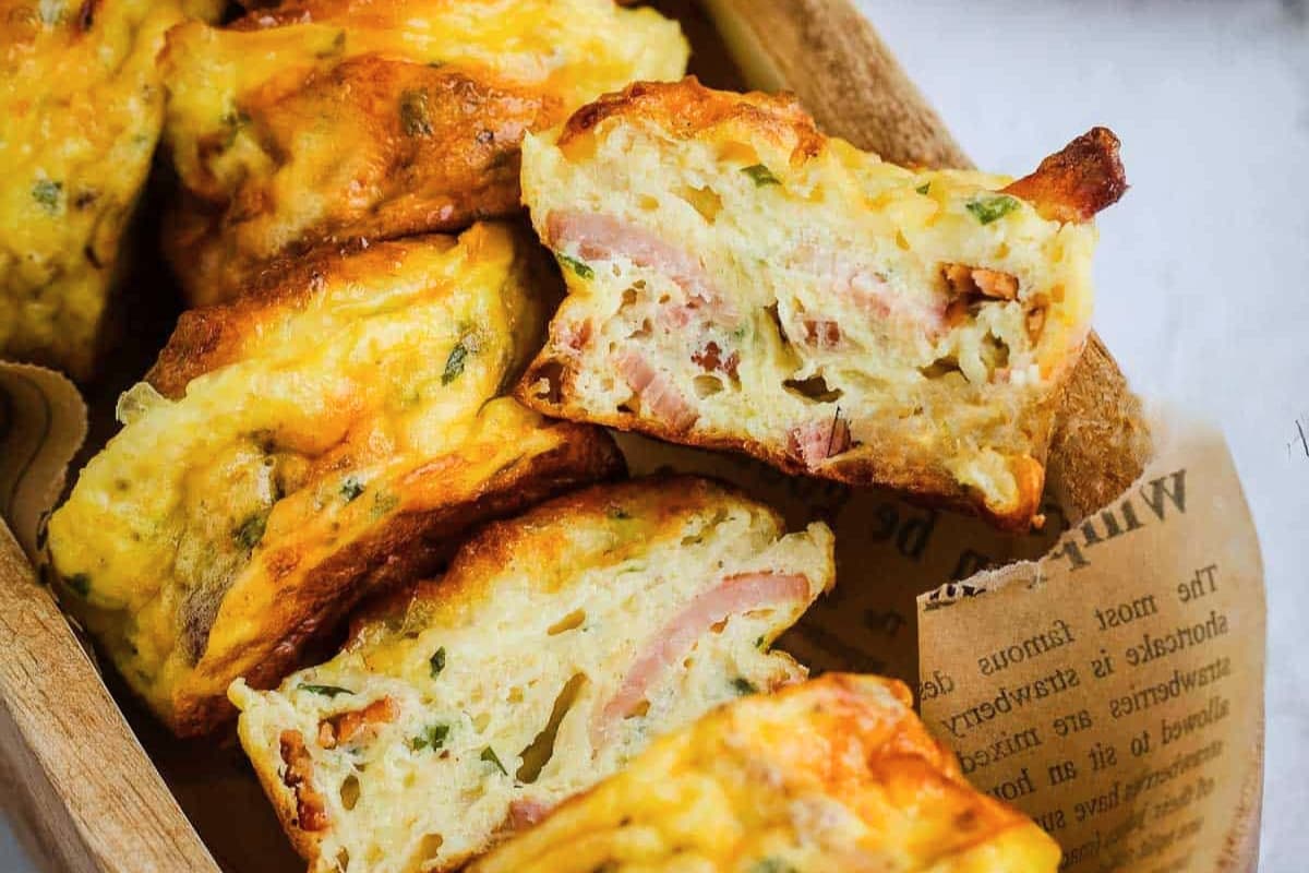 A dish of Bacon Egg And Cheese Muffins.