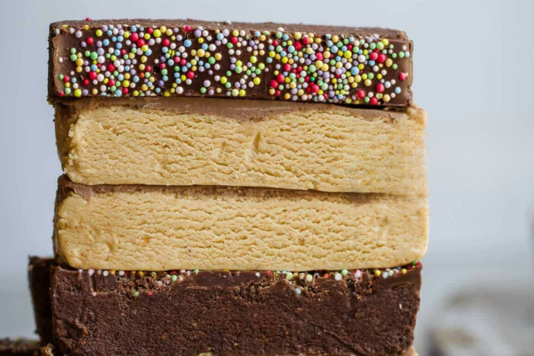 A plate of Homemade Low Carb Protein Bars.
