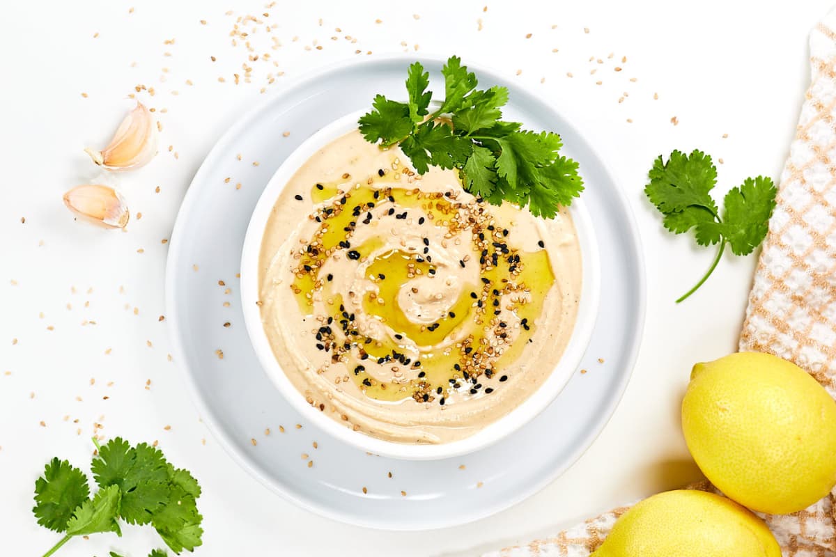 A bowl of Protein Hummus.