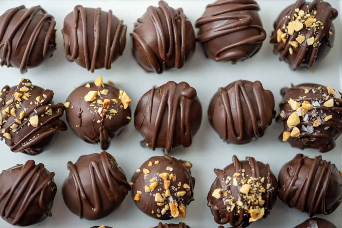 A tray of Chocolate Peanut Butter Truffles.