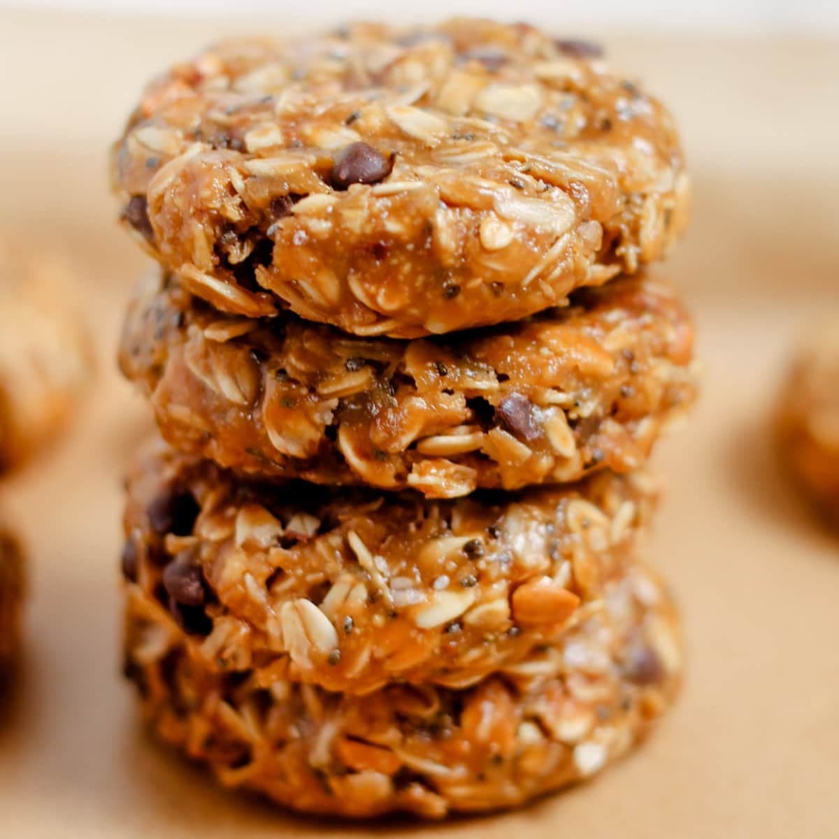 A stack of healthy no-bake cookies.