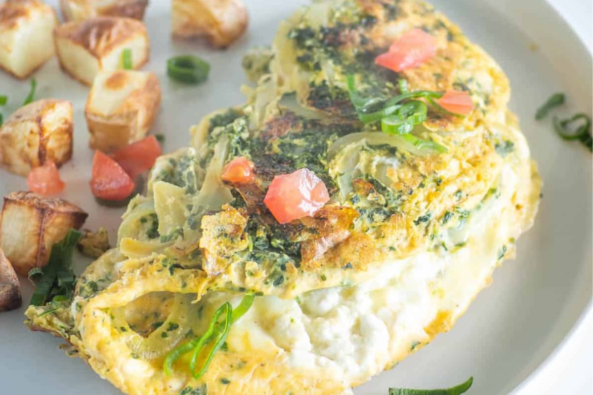 A plate of Cottage Cheese Omelet.