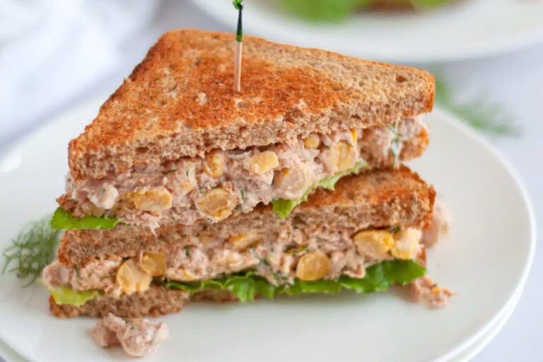 A plate of No Mayo Tuna Salad with Chickpeas.