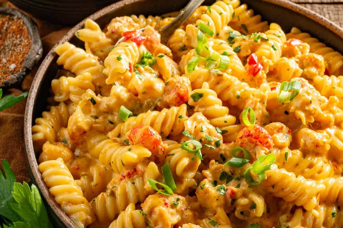 A dish of Crawfish Monica Pasta.