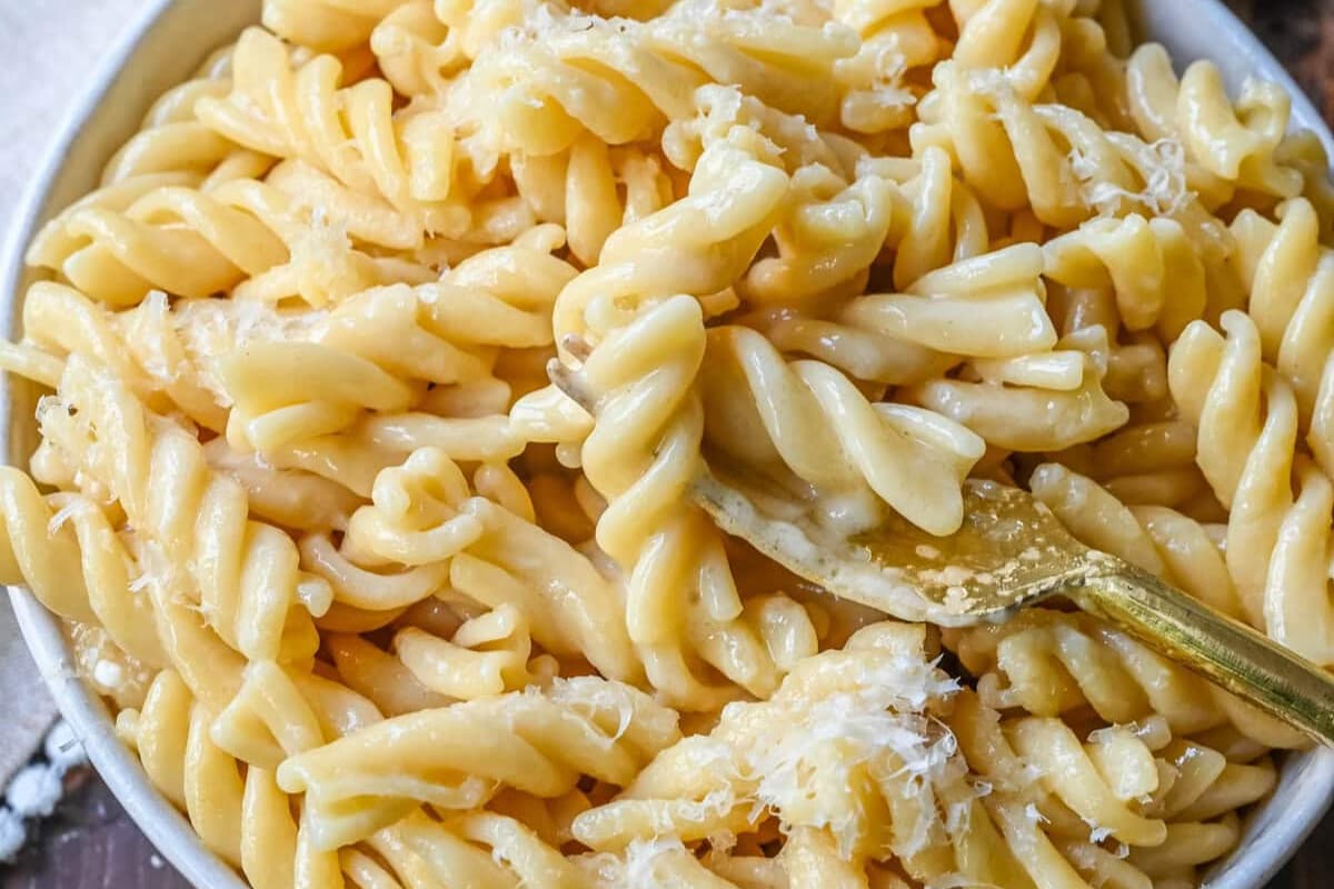 A dish of World’s Best Buttered Noodles.