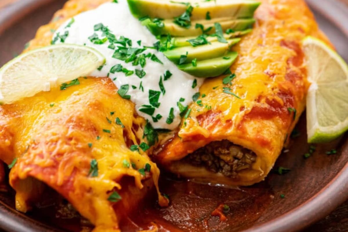A plate of Easy Beef Enchiladas.