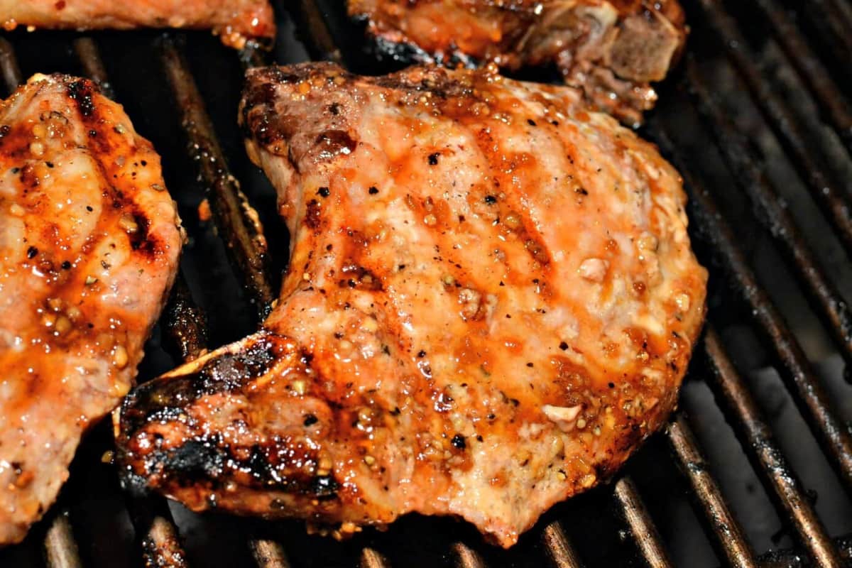 A grill of Honey Garlic Glazed Pork Chops.