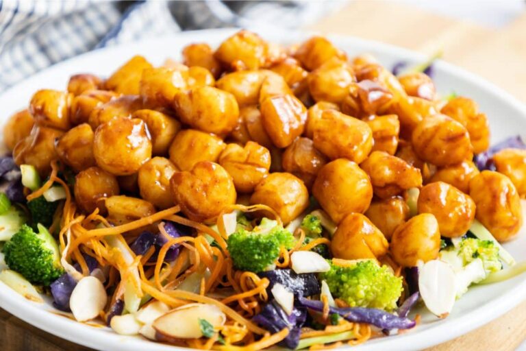 A plate of Hoisin Glazed Sea Scallops.
