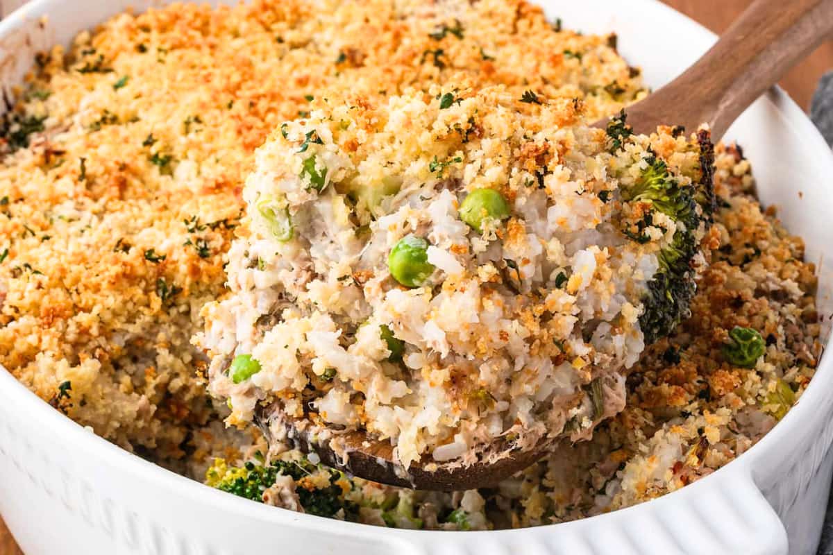 A dish of Tuna Rice Casserole.