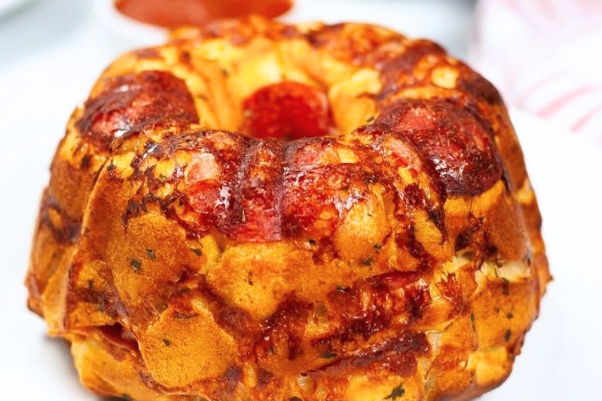A dish of Air Fryer Pizza Monkey Bread.