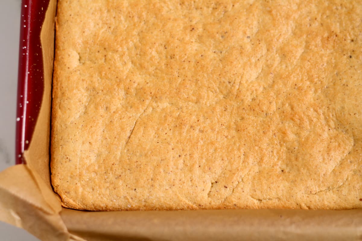 Dough baked in a pan.