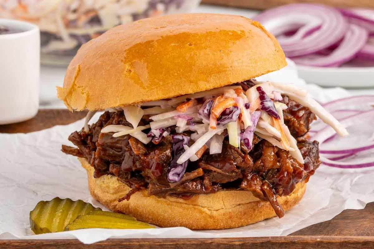 A dish of Brisket Sandwich.