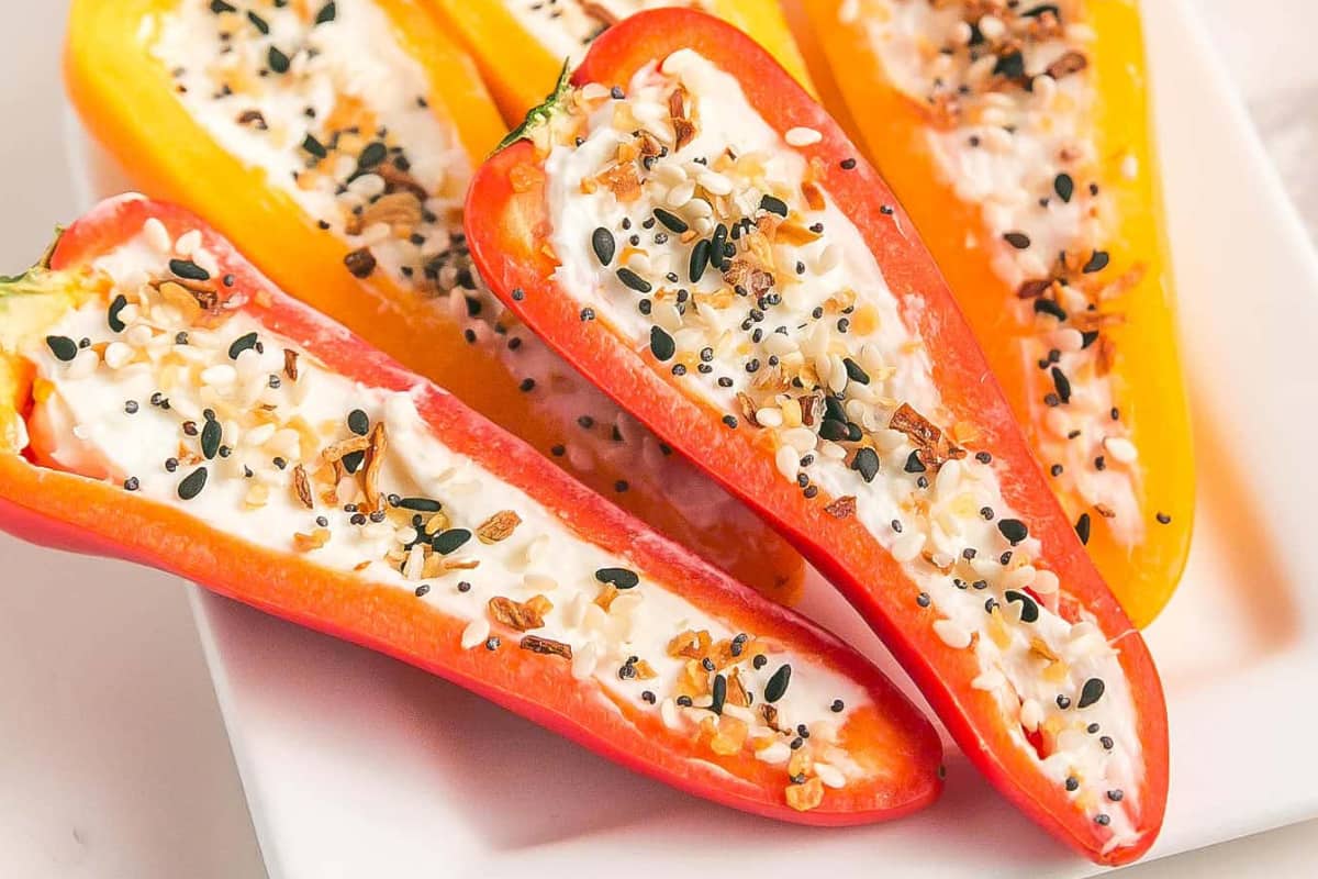 A plate of Cheesy Stuffed Mini Peppers.